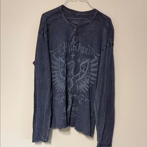 Men's Blue Graphic Long Sleeve Shirt